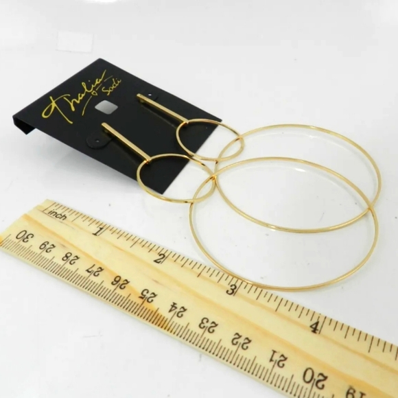 💎 2/$15 Thalia Sodi Gold-Tone Extra Large 4" Interlocking Drop Hoop Earrings - Picture 4 of 6